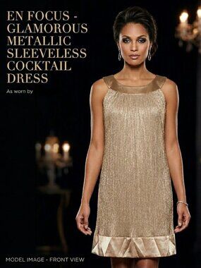 En Focus - Glamorous Metallic Sleeveless Cocktail Dress
